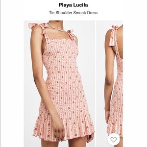 Size Small Playa Lucila Pink Tie Shoulder Smock Dress!